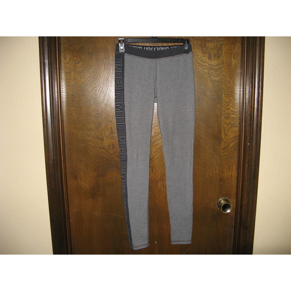 Womens Under Armour Gray & Black Leggings Yoga Athletic Stretch Pants Size M